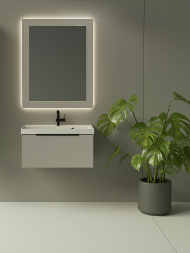 Зеркало в ванную La Fenice Cubo Cappuccino FNC-02-CUB-C-80-60 80х60 цвет бежевый матовый - фото 3