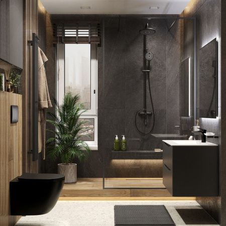 Душевая стойка Bond Circle B04-9188 настенная цвет черный