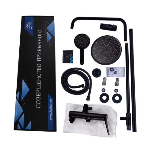 Душевая стойка Fashun A2486-7 настенная цвет черный - фото 4