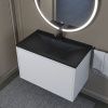 Раковина из искусственного камня Uperwood Elen Quartz 297000019 80х50 полувстраиваемая цвет черный