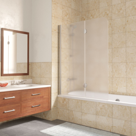 Душевая шторка на ванну Vegas-Glass E2V LUX E2V LUX 120 8 10 L 120х151 стекло матовое профиль хром глянцевый ориентация левая