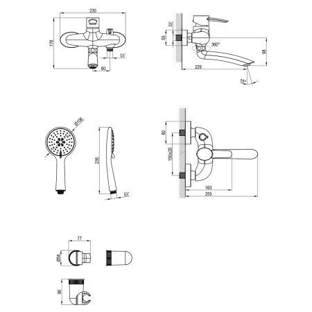 Смеситель для ванны LeMark Atlantiss LM3214C настенный хром