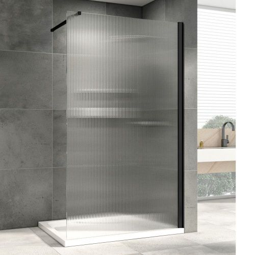 Душевая перегородка Abber Immer Offen AG61101R8 100х200 стекло рифленое профиль черный