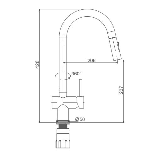 Смеситель для кухни Splenka S204 S204.49.09 на мойку серый - фото 3