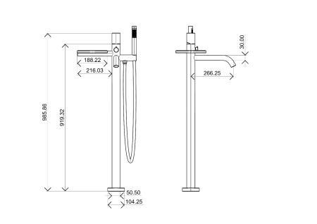 Смеситель Boheme Stick 129-CB.2 напольный медь брашированная