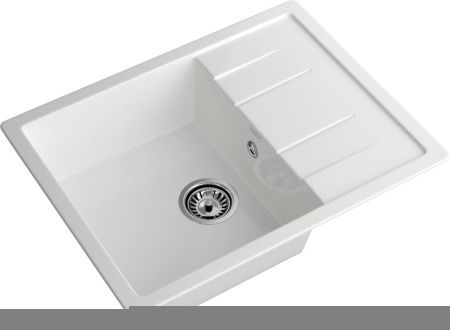 Кухонная мойка Granfest Quadro Q-650L иней 65х50 цвет белый поверхность матовая