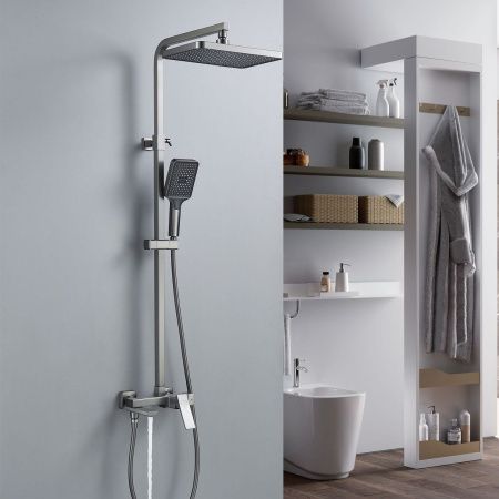 Душевая стойка Shevanik S4636T настенная цвет оружейная сталь