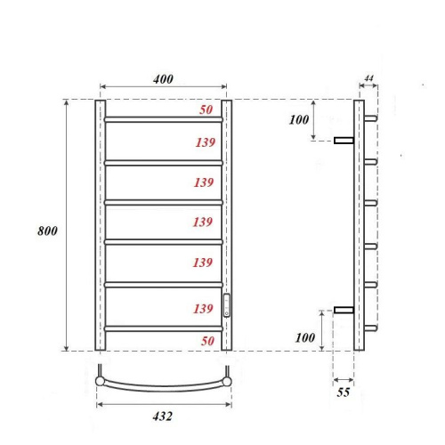 Полотенцесушитель Point Афина PN04848W электрический белый - фото 2