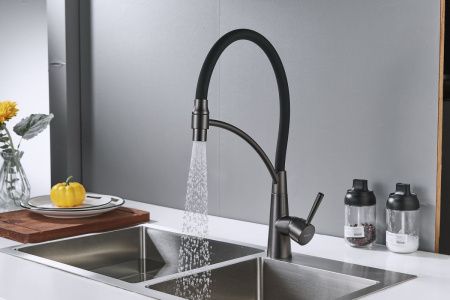 Смеситель для кухни Shevanik S743T-3 на мойку черный/оружейная сталь