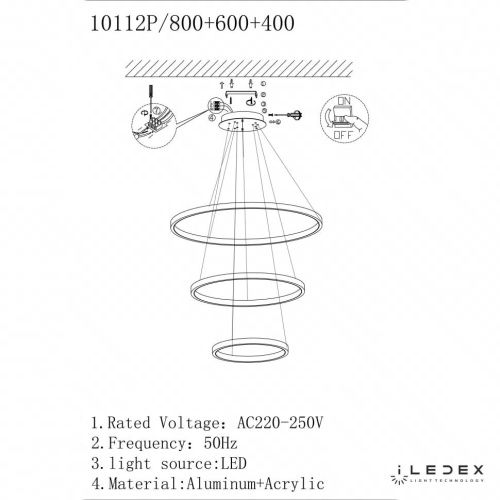 Люстра подвесная iLedex Axis (Аксис) 10112P/3-63W-3000K (8/6/4) BR - фото 2