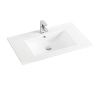 Раковина из сантехнического фаянса CeramaLux 9075E 80х50 встраиваемая цвет белый 1 отверстие под смеситель