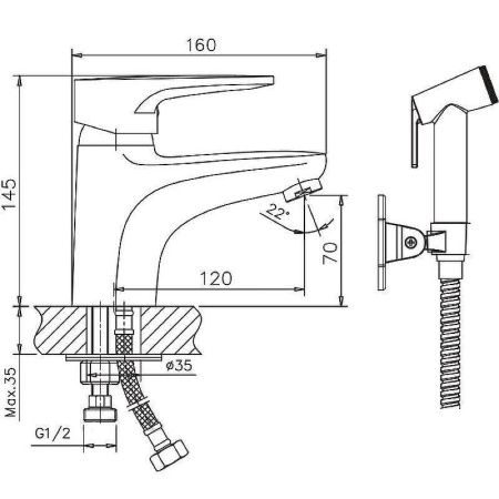 Cмеситель с гигиеническим душем Haiba HB68 HB1268 на раковину хром