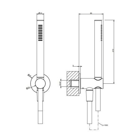 Душевой гарнитур Gessi Anello 63329#707 настенный черный
