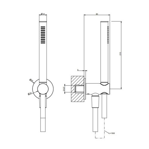 Душевой гарнитур Gessi Anello 63329#707 настенный  черный - фото 2 Душевой гарнитур Gessi Anello 63329#707 настенный  черный - фото 2