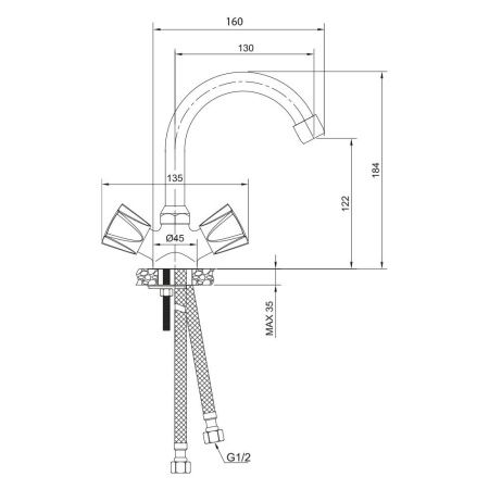 Смеситель WesnaArt Kamila KAM16-230-23110 на раковину хром