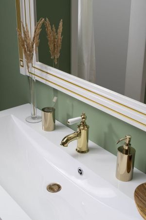 Раковина из искусственного камня Aquanet Мадонна НФ-00007495 120х60 полувстраиваемая цвет белый 1 отверстие под смеситель