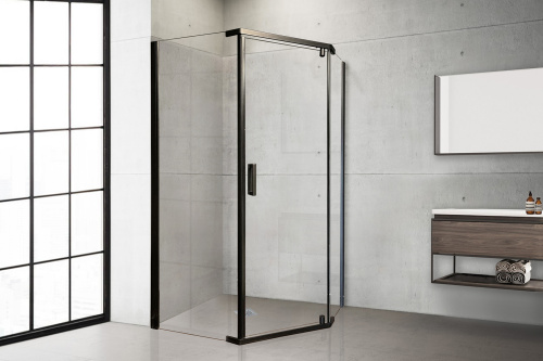 Душевой уголок Royal Bath TR RB1280TR-T-BL 80х120 стекло прозрачное профиль черный без поддона - фото 2