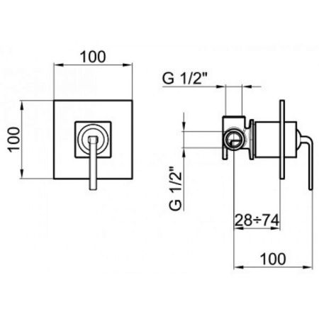 Смеситель для ванны и душа Webert Wolo WO880101564 настенный черный/хром