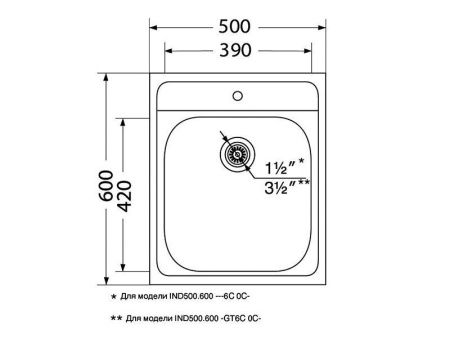 Кухонная мойка Ukinox Иннова IND500.600 -GT6C 0C- 60х50 цвет нержавеющая сталь поверхность матовая