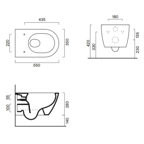 Чаша унитаза подвесная Catalano Sfera 511650001 цвет белый без сиденья безободковая смыв торнадо - фото 2