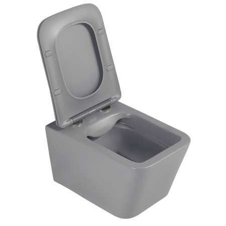 Унитаз подвесной Abber Rechteck AC1201MG серый матовый с сиденьем микролифт безободковый каскадный смыв