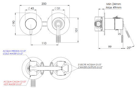 Смеситель для душа Remer Atelier AL93ZPDO встраиваемый в стену золото