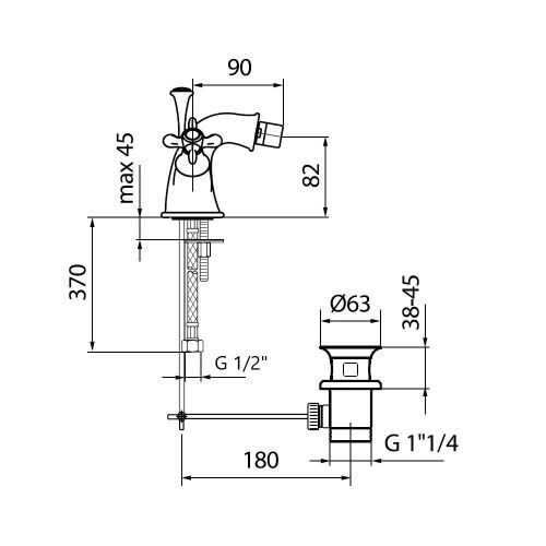 Смеситель Webert Ottocento OT710102010 на биде золото - фото 3