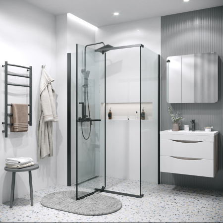 Боковая стенка Grossman Pragma 200.K33.03.100.21.00 100x195 стекло прозрачное профиль черный матовый