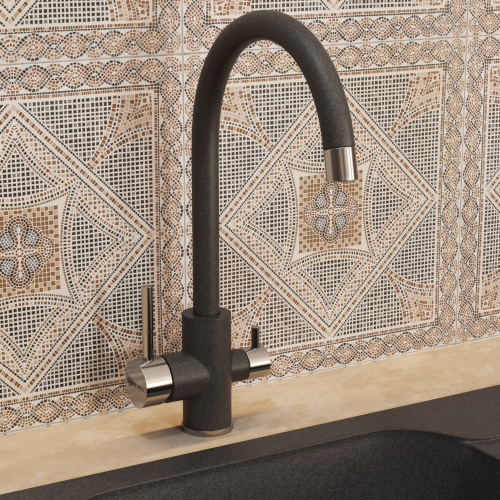 Смеситель для кухни Uperwood Quartz UPD-Q-01-04 UPD-Q-01-04 на мойку/столешницу черный матовый - фото 4