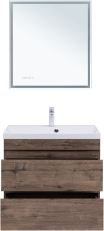 Тумба под раковину Aquanet Нота NEW 00334192 74х47х61 подвесная цвет темное дерево