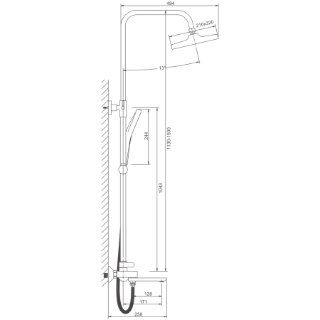 Душевая стойка Belz B672 B24672 настенная цвет хром