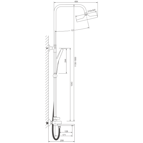 Душевая стойка BELZ B672 B24672 настенная цвет хром - фото 2