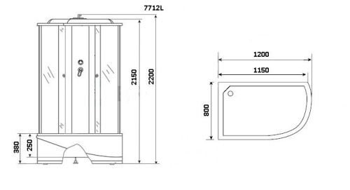 Душевая кабина Niagara Luxe 7712WL 120х80 асимметричная с крышей - фото 3