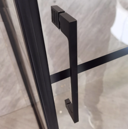 Душевой уголок Cerutti SPA MUZA90 90х90 стекло прозрачное с рисунком профиль черный без поддона