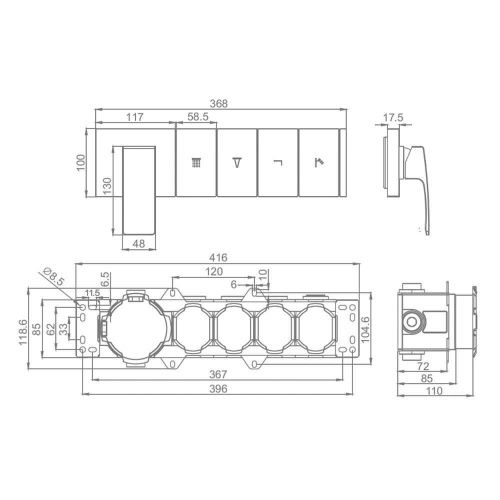 Смеситель для ванны и душа Raglo R02 R02.274.09 встраиваемый в стену графит - фото 3