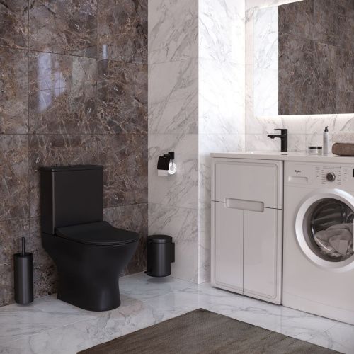 Унитаз напольный с бачком Taliente Arte Vortex 3 AR33043 Nero черный с сиденьем безободковый смыв торнадо - фото 4