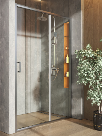 Душевая дверь Orange E02-130TCR 131х190 стекло прозрачное профиль хром глянцевый