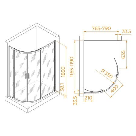 Душевой уголок RGW Passage 41086182-11 120х80 стекло прозрачное профиль хром без поддона