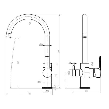 Смеситель для кухни Esko Kitchen K27 на мойку хром