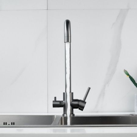 Смеситель для кухни Raffine F118T на мойку оружейная сталь
