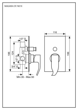 Смеситель Emmevi Niagara 74019/CR встраиваемый в стену хром