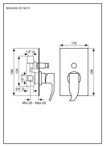 Смеситель Emmevi Niagara 74019/CR встраиваемый в стену хром - фото 2