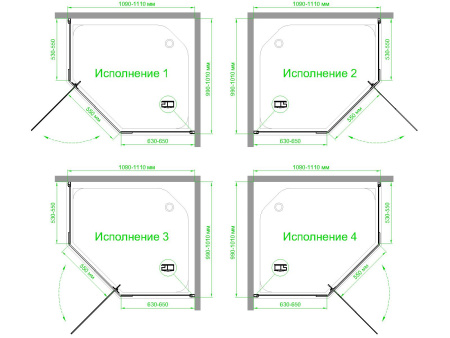 Душевой уголок Royal Bath TR RB1110TR-T-BL 100х110 стекло прозрачное профиль черный без поддона