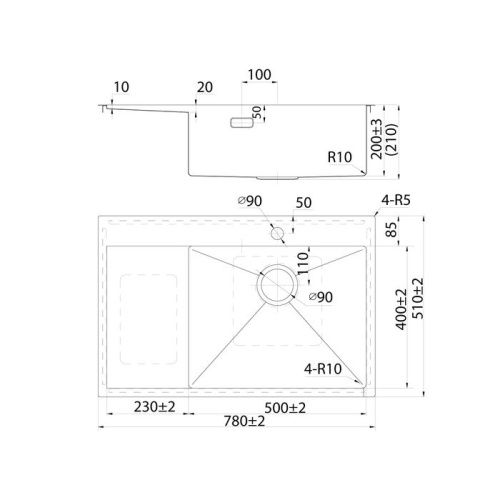 Кухонная мойка IDDIS Haze HAZ78SRi77 78х51 цвет сатин поверхность матовая - фото 2
