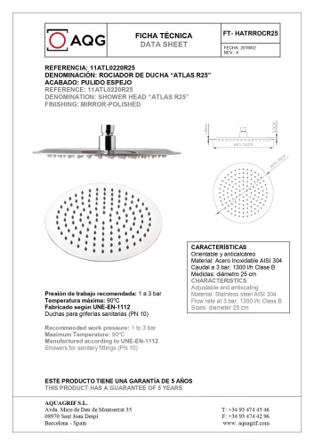 Душевая антикальцевая головка AQG 11ATL0220R25 цвет хром - фото 3