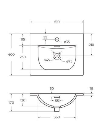 Раковина керамическая BelBagno BB-8099-3-50 50х40 накладная цвет белый 1 отверстие под смеситель