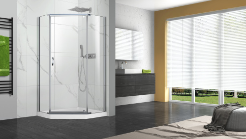 Душевой уголок Azario Dallas AZ-112P 100*100 100x200 стекло прозрачное профиль хром без поддона - фото 3