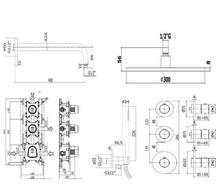 Душевая система Paffoni Modular Box KITMB018HGSPKING встраиваемая в стену