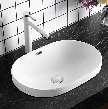 Раковина из сантехнического фарфора Cerutti SPA CR018 60х40 накладная цвет белый без отверстий под смеситель