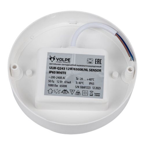 Настенно-потолочный светильник Volpe ULW-Q243 12W/6500К/NL SENSOR IP65 WHITE - фото 4
